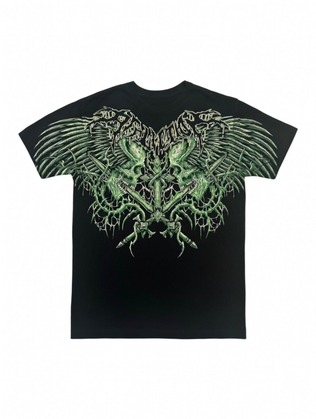 Affliction Camisa Negra con Verde Calavera