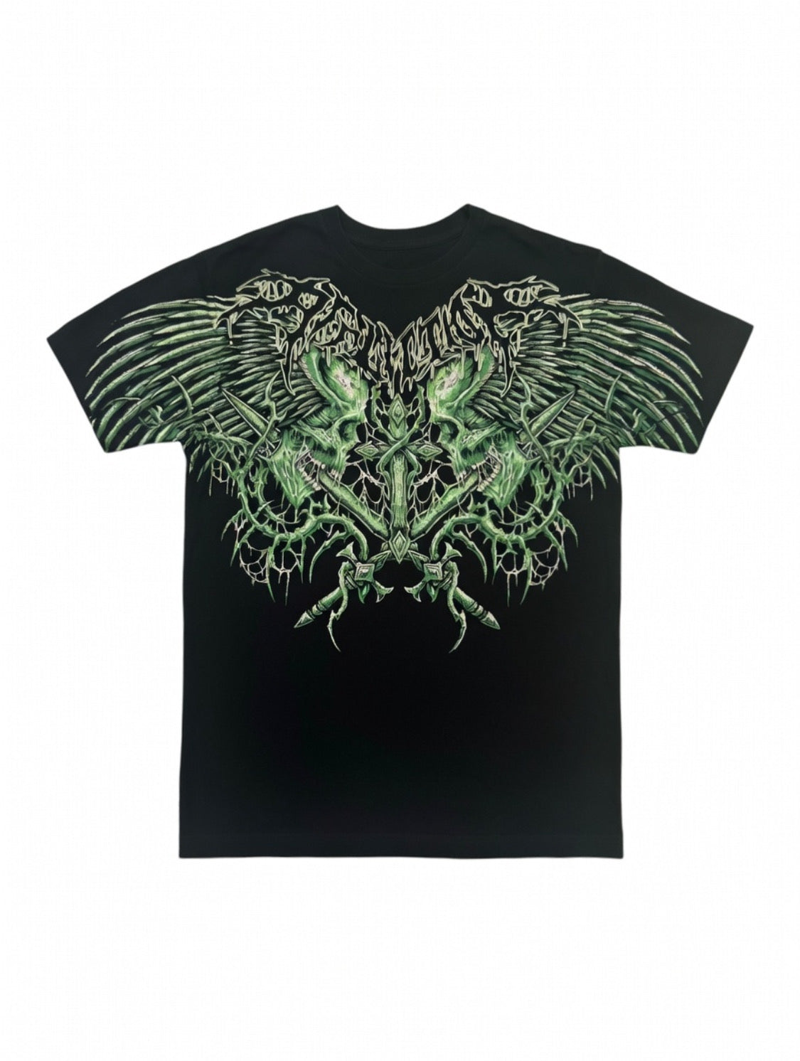 Affliction Camisa Negra con Verde Calavera