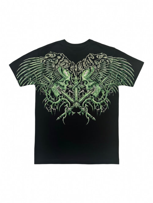 Affliction Camisa Negra con Verde Calavera