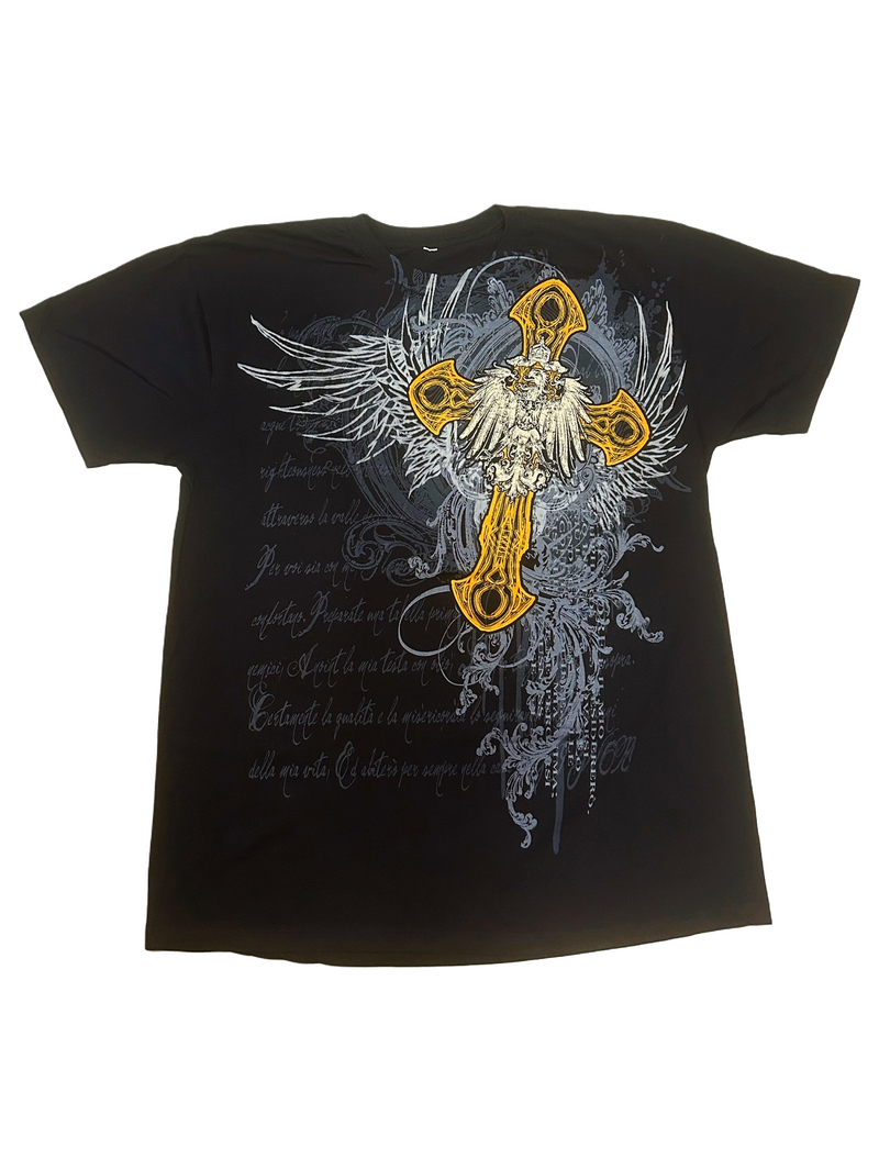 Camisa Affliction Cruz Con Alas 100% algodon de Alta Calidad y Preencogido